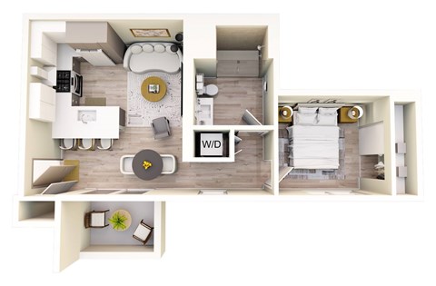 Floor plan for 1 bed, 1 bath, 550 sqft